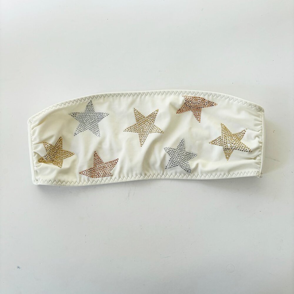 Stella Mccartney Studded Stars White Bandeau Bikini Swim Top_s